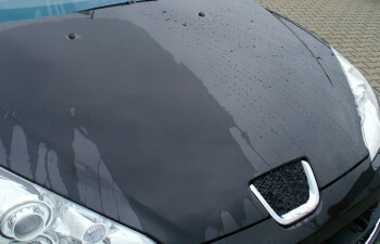 Glass coating once applied repels water.